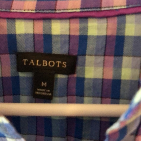 🛑SOLD🛑 Talbots Women’s Plaid Button Front Top, Long Sleeve Flap Pockets - Picture 3 of 5